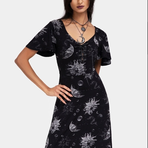 Killstar Black and White Cosmic Maxi Dress - Picture 3 of 8